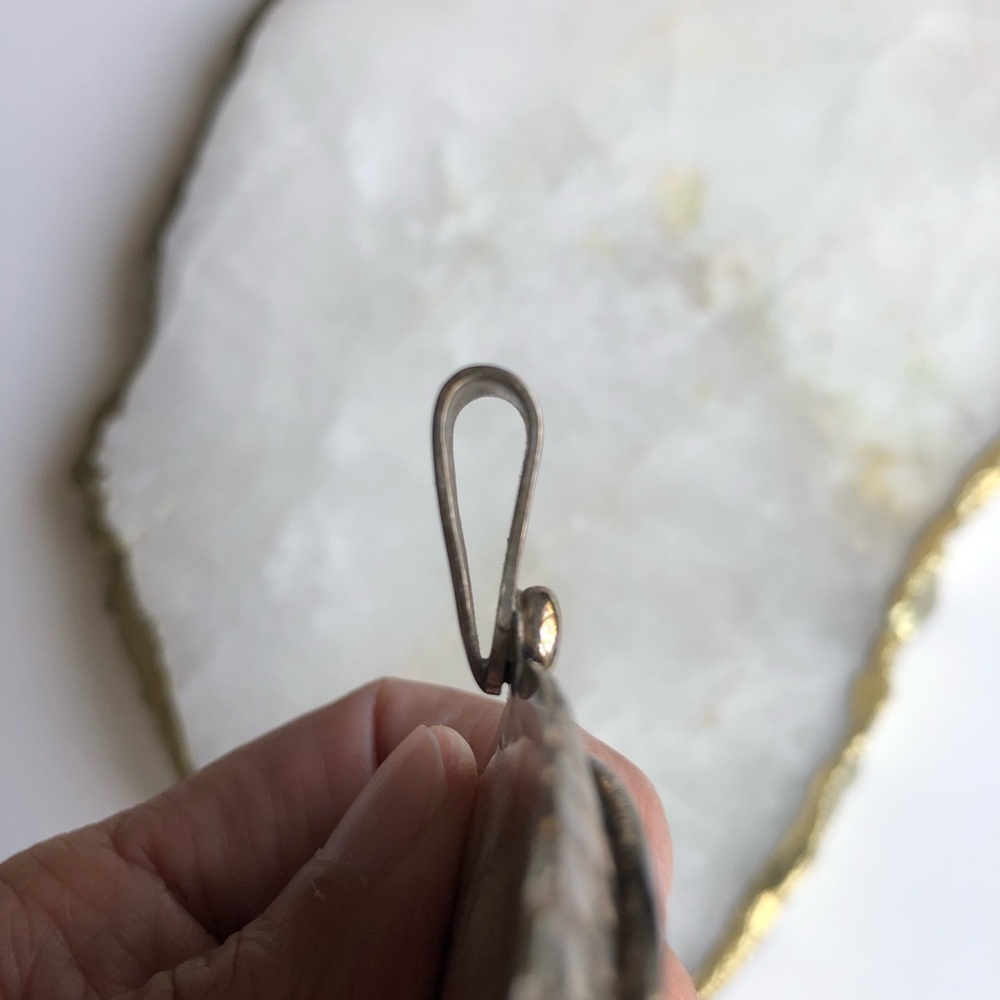 Vintage Native American Signed Navaho Sterling Silver Turquoise Nugget Pendant - Picture 10 of 11